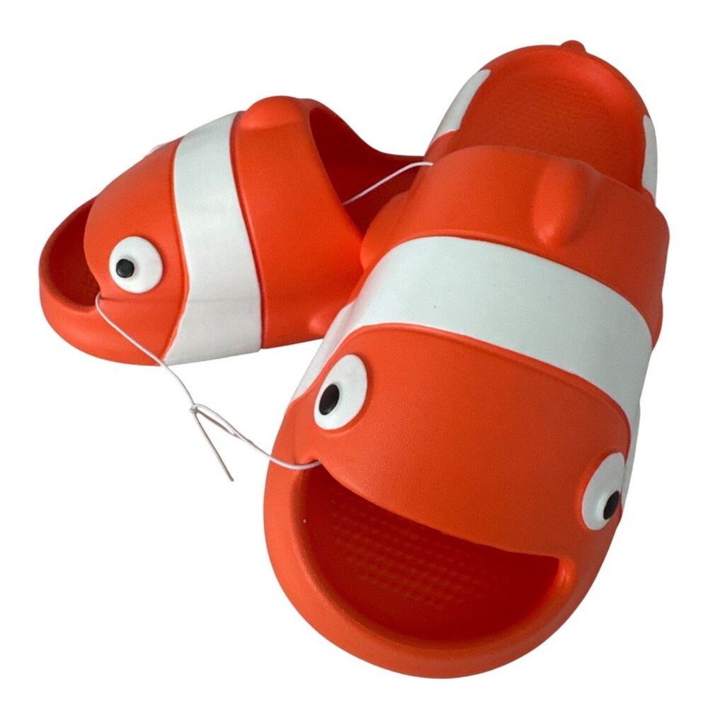 Clownfish Novelty Slide Slippers For Adults & Kids  42-43  Fun Orange & White Fi